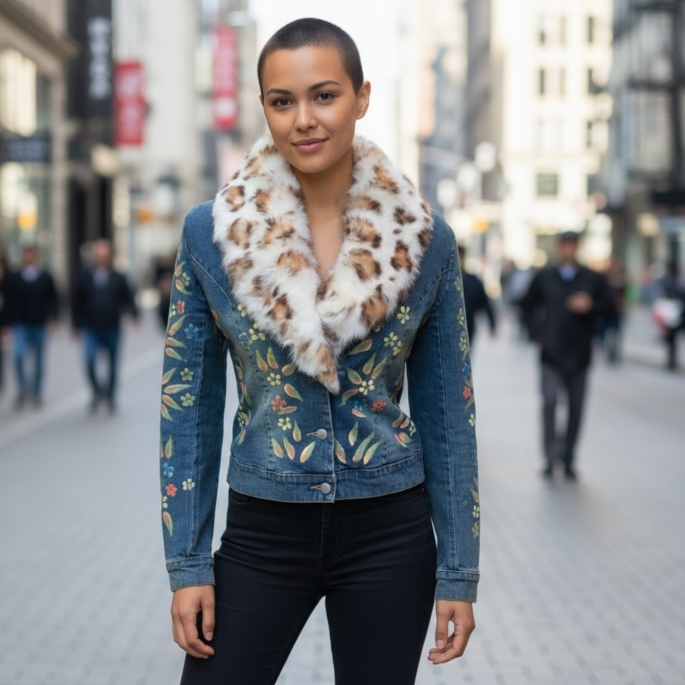 🎉HP🎉Stunning One-of-a-Kind Handpainted Denim Jacket